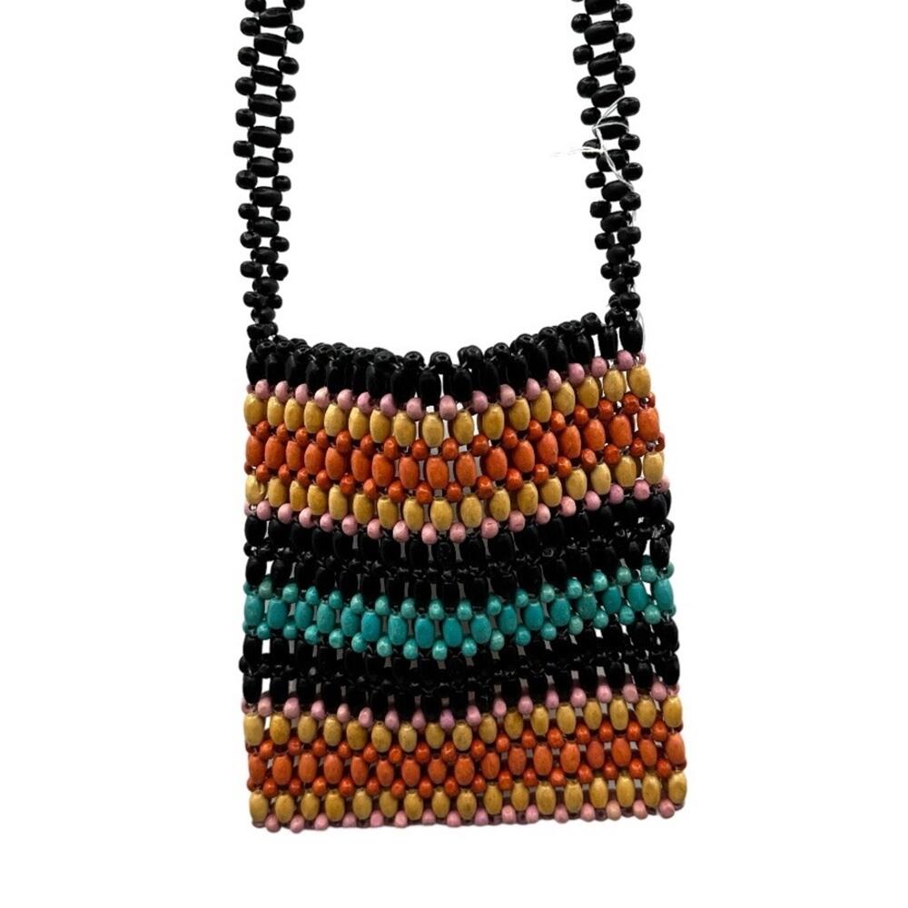 American Eagle Multicolor Boho‎ Retro Beaded Small Crossbody Purse